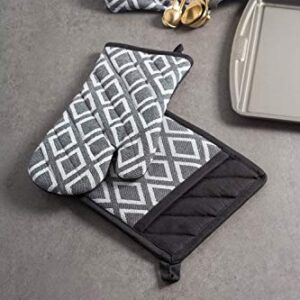 DII Black & White Diamond Collection Kitchen Essentials, Potholder Set, 2 Piece