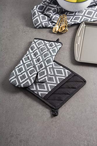 DII Black & White Diamond Collection Kitchen Essentials, Potholder Set, 2 Piece