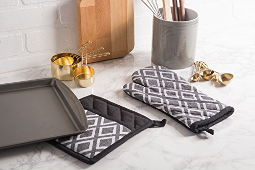 DII Black & White Diamond Collection Kitchen Essentials, Potholder Set, 2 Piece