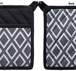 DII Black & White Diamond Collection Kitchen Essentials, Potholder Set, 2 Piece