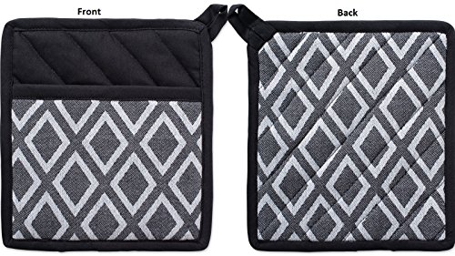 DII Black & White Diamond Collection Kitchen Essentials, Potholder Set, 2 Piece