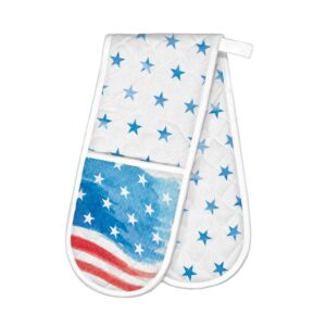 michel design works double oven glove, red, white & blue