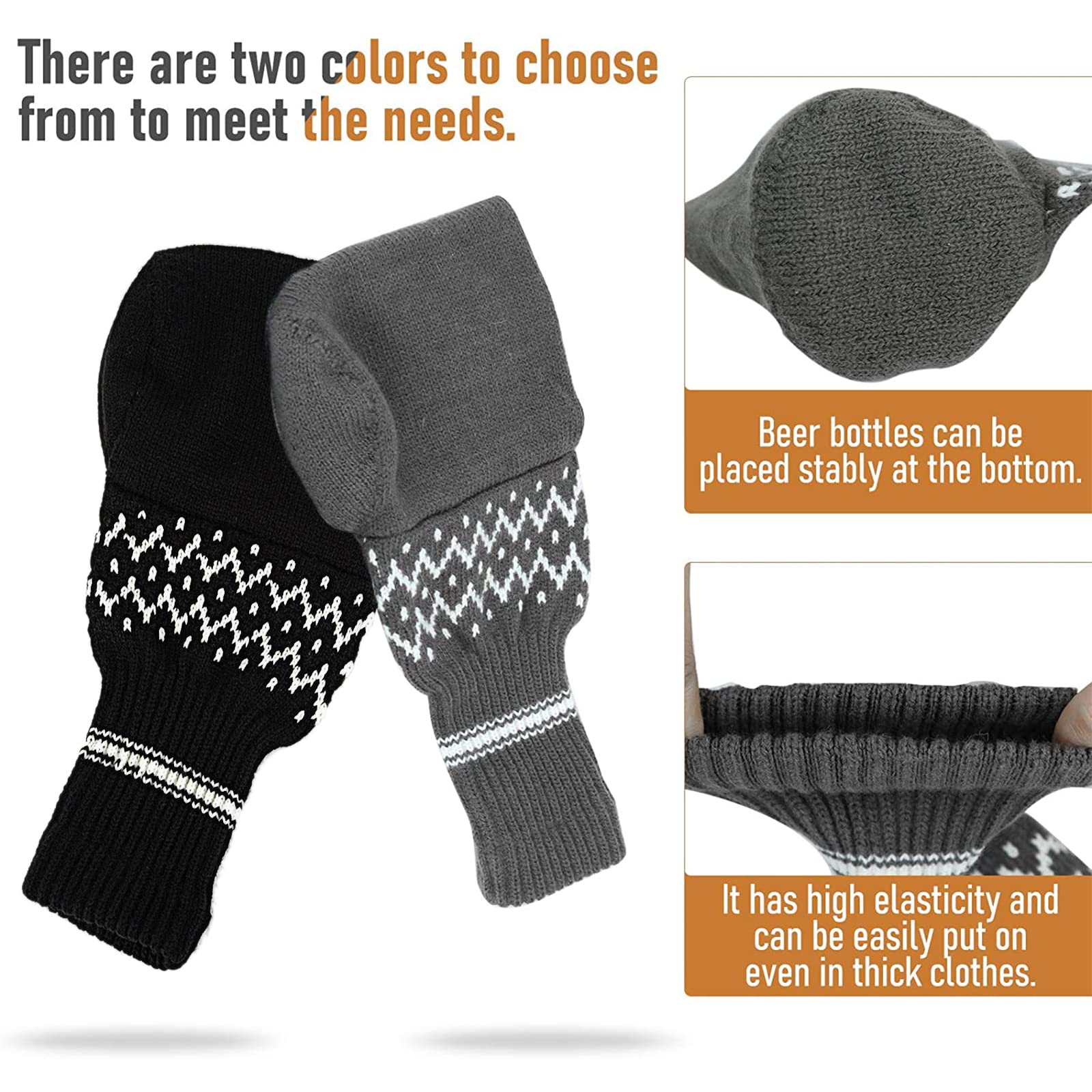 Natheeph Beer Mitt Beer Mitten Gloves Insulating Knit Mitt Knit Stitched Drink Mitt Holder Keeps Your Hand Warm (Black)
