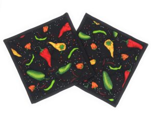 chili pepper potholders set of 2 southwestern kitchen linens chili peppers home decor quilted hot pads insulated trivets tex mex kitchen decor spicy themed kitchen linens handmade gifts under 20