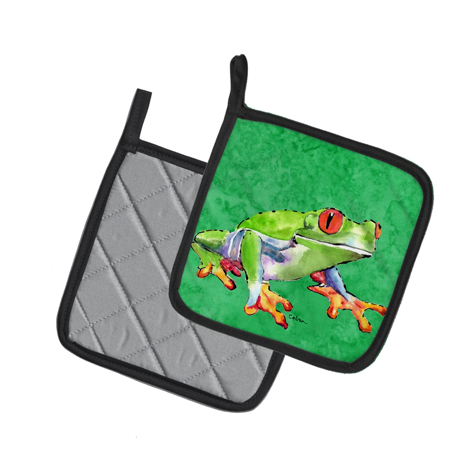 Caroline's Treasures 8688PTHD Frog Pair of Pot Holders Kitchen Heat Resistant Pot Holders Sets Oven Hot Pads for Cooking Baking BBQ, 7 1/2 x 7 1/2