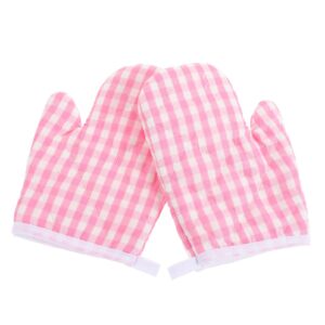 2pcs kids oven mitts heat resistant oven gloves kitchen mitts microwave gloves for children baking cooking fireplace grill bbq pink