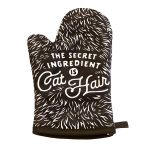 the secret ingredient is cat hair funny pet kitten animal lover graphic kitchen accessories funny graphic kitchenwear funny cat novelty cookware black oven mitt