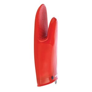 mastrad red oven mitt gloves, heat resistant, dishwasher safe, waterproof, non-slip with cotton linings, baking - f82315