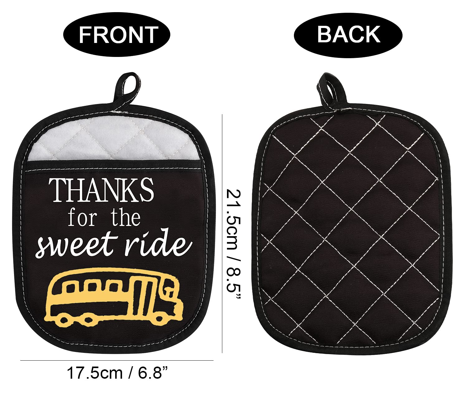 WCGXKO Oven Pads Pot Holder with Pocket for School Bus Driver Thanks for The Sweet Ride (Sweet Ride)