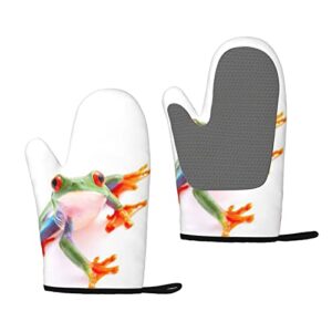 red eyed monkey tree frog printed silicone anti-scald gloves, oven mitts, used for cooking, grilling, kitchen oven gloves.