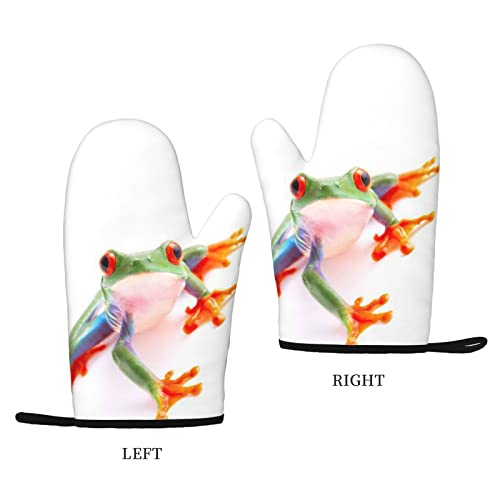 Red Eyed Monkey Tree Frog Printed Silicone Anti-Scald Gloves, Oven Mitts, Used for Cooking, Grilling, Kitchen Oven Gloves.