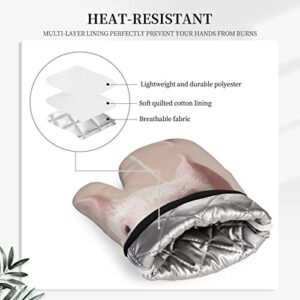 Pink Pig Printed Silicone Anti-Scald Gloves, Oven Mitts, Used for Cooking, Grilling, Kitchen Oven Gloves.