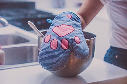 Cat Paw Oven Mitt Funny Pet Kitty Cat Kitten Animal Lover Graphic Baking Glove Funny Graphic Kitchenwear Cat Funny Food Novelty Cookware Grey Oven Mitt