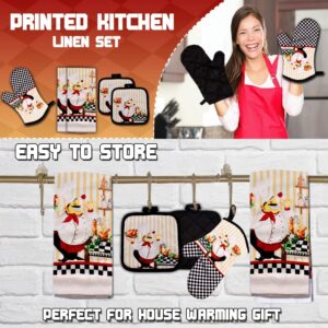 Lobyn Value Pack Kitchen Towel Oven Mitts and Pot Holders Sets, Pot Holders and Oven Mitts Sets, Kitchen Mittens and Pot Holder Set, Potholder Set, Mittens Kitchen Chef Design