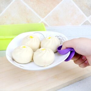 YARNOW 3Pcs Mini Oven Mitts Gloves Silicone Pot Holder Heat Resistant Finger Protector Pinch Grips Hot Dish Bowl Plate Holder Clip for Kitchen Tools Random Colors