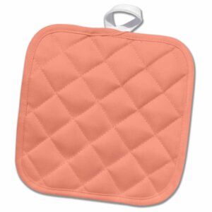 3d rose coral orange-salmon pink-peach apricot-plain simple one single solid color pot holder, 8 x 8