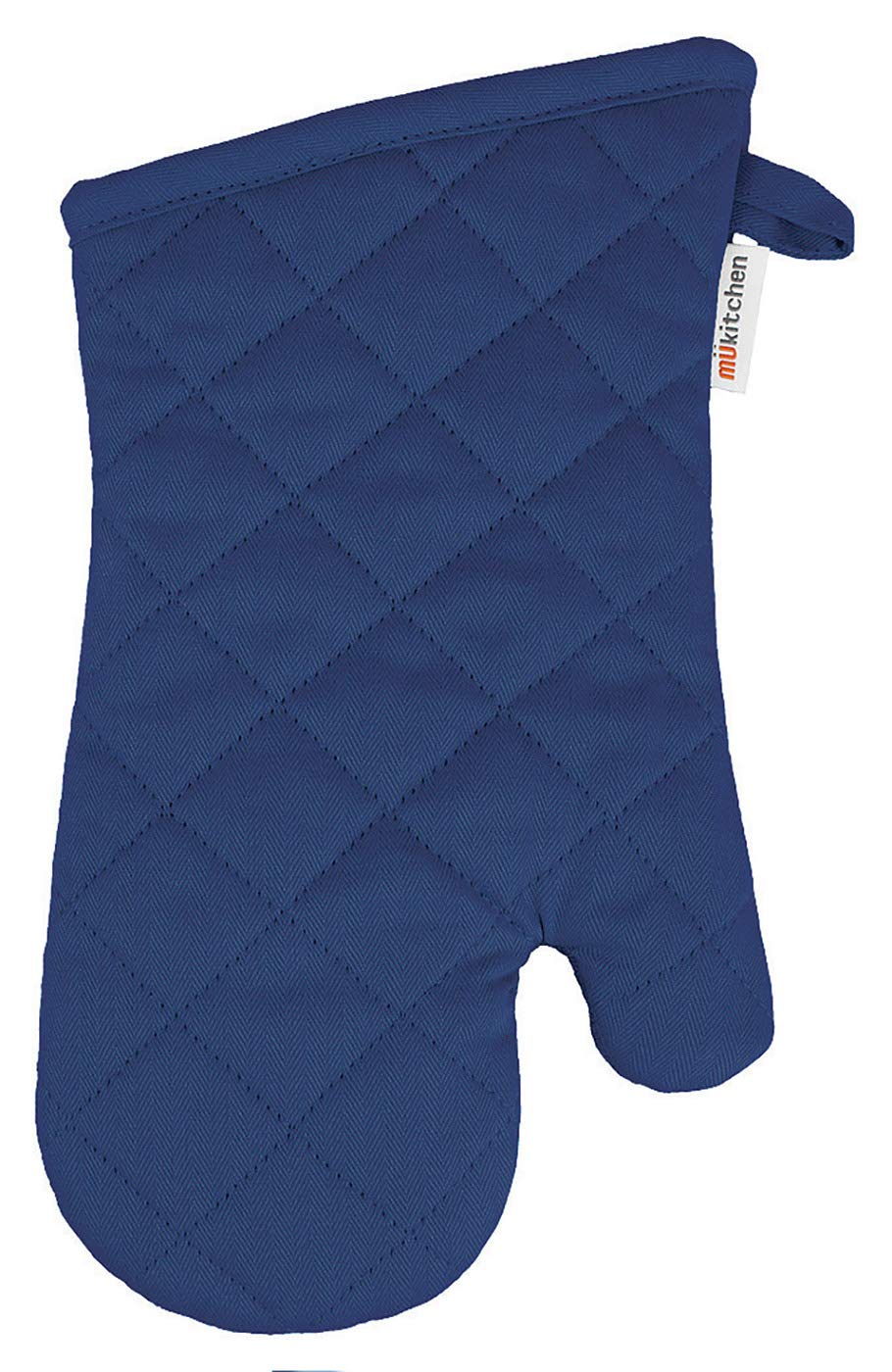 MU Kitchen 100% Cotton Terry-Lined Oven Mitt, 13-Inch, Ink Blue