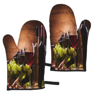 mount hour 2 piece set oven mitts, grapes baking glove for cooking bbq gift