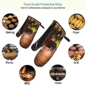 Mount Hour 2 Piece Set Oven Mitts, Grapes Baking Glove for Cooking BBQ Gift