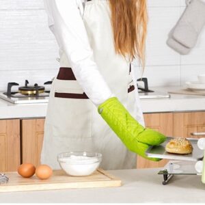 Elonglin Oven Gloves Heat Resistant Oven Mitts with Cotton Lining Pot Holders for Kitchen BBQ Wood Burner Gloves Stove Gauntlets Cook Grill Baking Adjust Repair Pair Pink