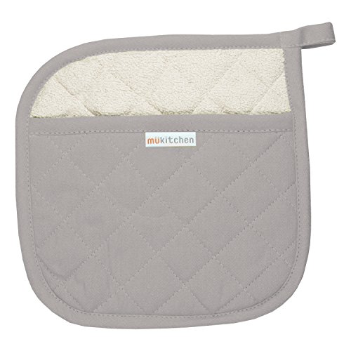 MUkitchen 100% Quilted Cotton Pot Holder, 9 by 9" inches, Nickel