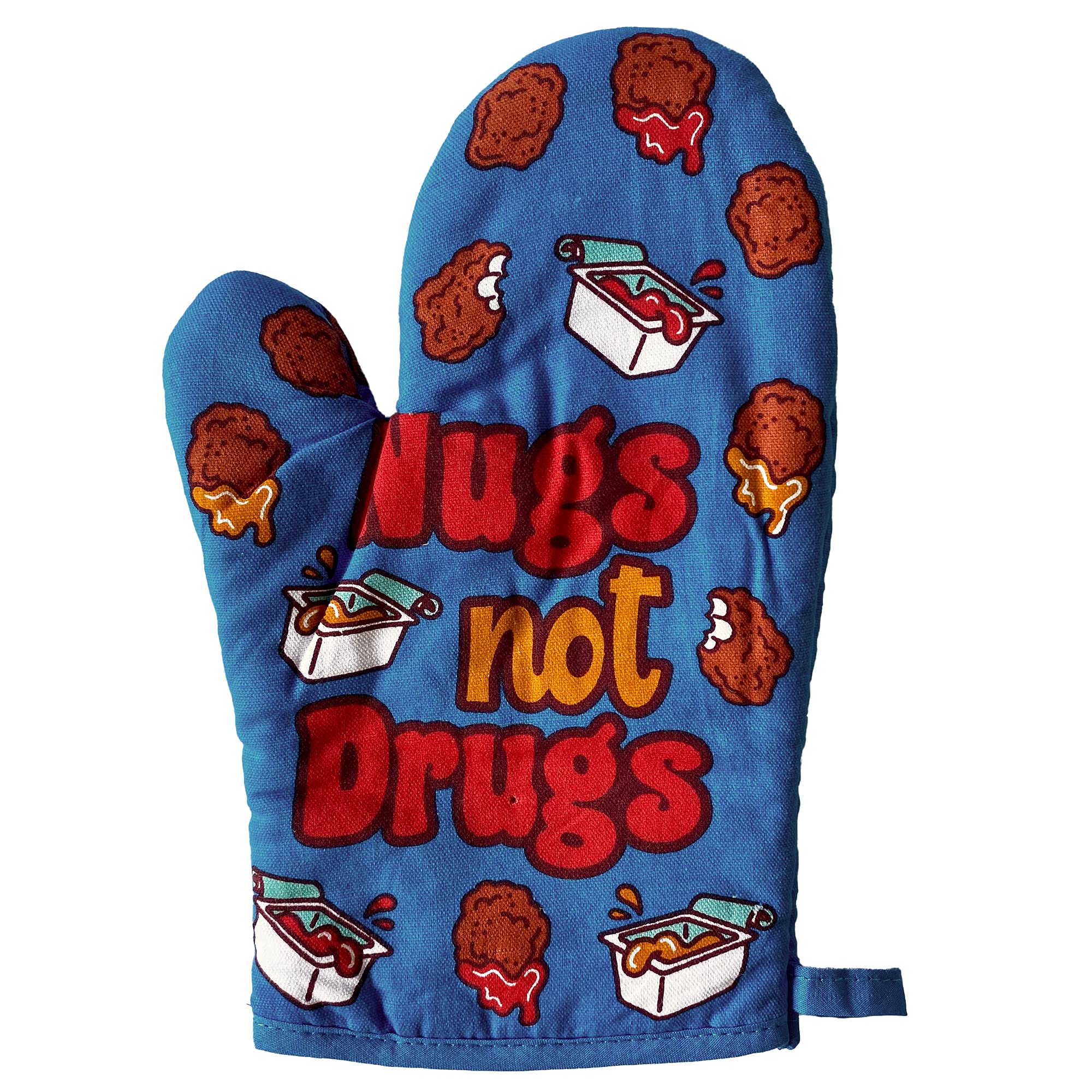 Nugs Not Drugs Oven Mitt Funny Chicken Nugget BBQ Sauce Fast Food Kitchen Glove Funny Graphic Kitchenwear Funny Food Novelty Cookware Multi Oven Mitt