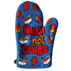 Nugs Not Drugs Oven Mitt Funny Chicken Nugget BBQ Sauce Fast Food Kitchen Glove Funny Graphic Kitchenwear Funny Food Novelty Cookware Multi Oven Mitt