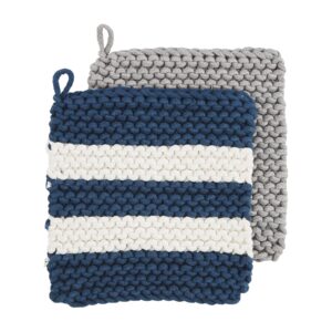 mud pie crochet pot holder, stripe, 8" x 8"