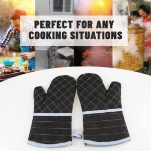 Irishom Oven Mitts - Long Kitchen Gloves Heat Resistant 260℃/500°F, Cooking Oven Mitts Grids Horizontal Stripes Pattern for Kitchen Cooking Baking BBQ