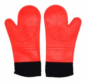 long silicone oven mitts set: featuring non-slip grip, resistance to heat, ease of cleaning, perfect for grilling, baking, and various other culinary tasks.