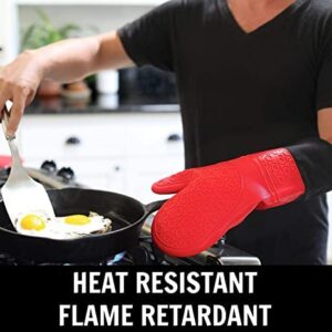 Long Silicone Oven Mitts Set: Featuring Non-Slip Grip, Resistance to Heat, Ease of Cleaning, Perfect for Grilling, Baking, and Various Other Culinary tasks.