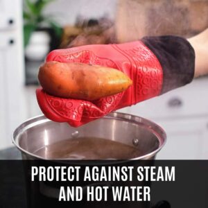 Long Silicone Oven Mitts Set: Featuring Non-Slip Grip, Resistance to Heat, Ease of Cleaning, Perfect for Grilling, Baking, and Various Other Culinary tasks.