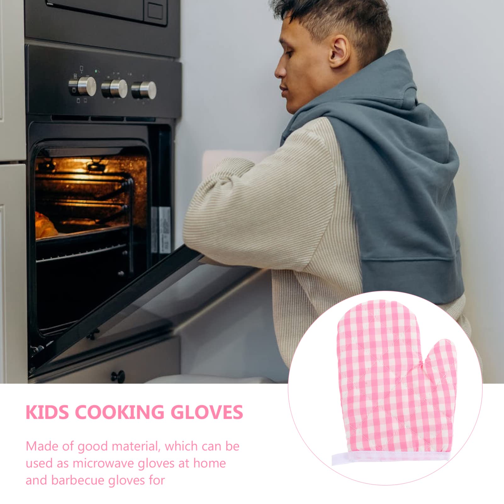 2pcs Kids Oven Mitts for Children Play Kitchen Heat Resistant Kitchen Mitts Kitchen Gloves for Cooking Baking Kids Oven Gloves Griddle Accessories