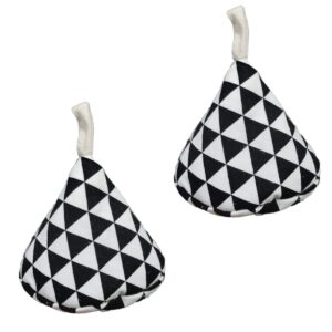 mini oven mitts and potholders -hat like conical oven mitts and pot holders, pinch grips, oven glove, pot holders cooking gloves oven mitt set for cooking baking grilling (black&triangle)