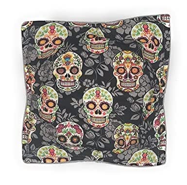 Sugar Skull Microwave Bowl Cozy Día de Muertos Reversible Microwaveable Pot Holder Day of the Dead Bowl Holder Day of the Dead Kitchen Linens Skull Home Decor Gifts Under 10 Halloween Hostess Gift