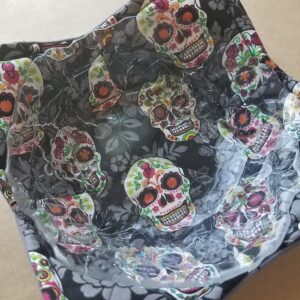 Sugar Skull Microwave Bowl Cozy Día de Muertos Reversible Microwaveable Pot Holder Day of the Dead Bowl Holder Day of the Dead Kitchen Linens Skull Home Decor Gifts Under 10 Halloween Hostess Gift