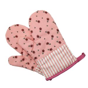 candygirlft oven mitts, heat resistant oven gloves with quilted cotton lining, baking mitts for barbecue, cooking, baking, bbq, mimicrowave (pink)