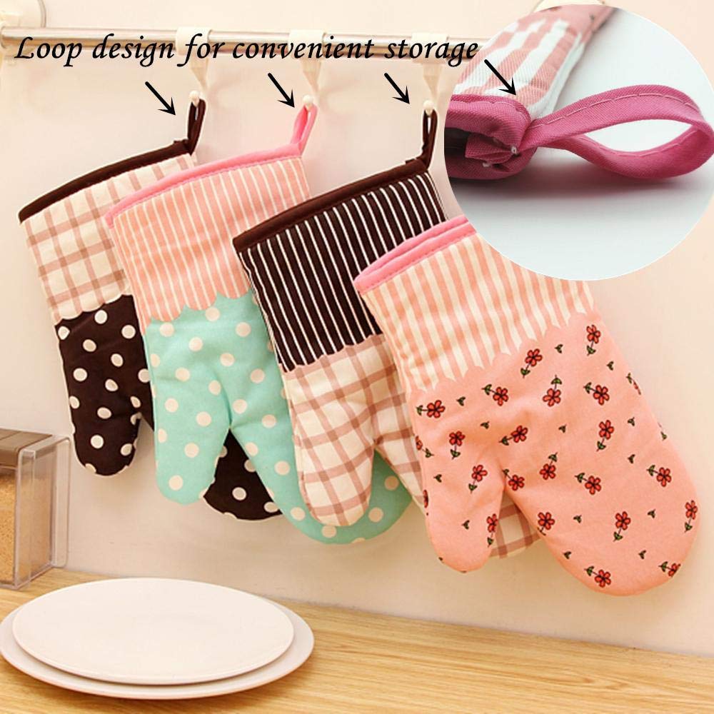 candygirlft Oven Mitts, Heat Resistant Oven Gloves with Quilted Cotton Lining, Baking Mitts for Barbecue, Cooking, Baking, BBQ, Mimicrowave (Pink)