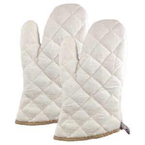 vaiieyo 1 pair oven mitts - heat resistant thick cotton, soft quilted lining, for kitchen baking, cooking & grilling（11 inch white）