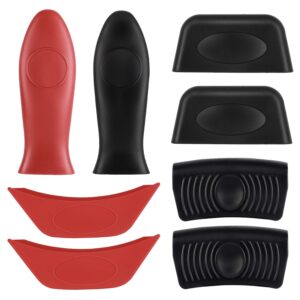 8pcs silicone hot handle holders and pot holder covers heat resistant pot sleeves non slip lid covers for cast iron pot skillets, metal frying pans, aluminum cookware and griddles handles