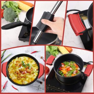 8PCS Silicone Hot Handle Holders and Pot Holder Covers Heat Resistant Pot Sleeves Non Slip Lid Covers for Cast Iron Pot Skillets, Metal Frying Pans, Aluminum Cookware and Griddles Handles