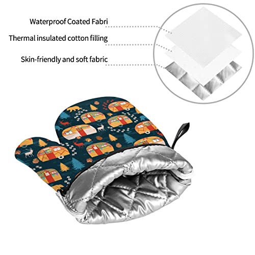 Camper Car Oven Mitts and Pot Holders Sets Potholders Oven Gloves Hot Pads for Kitchen Cooking Baking Grilling Grill 4-Piece Set