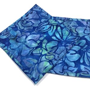 Batik Quilted Fabric Pot Holders with Blue Floral Print