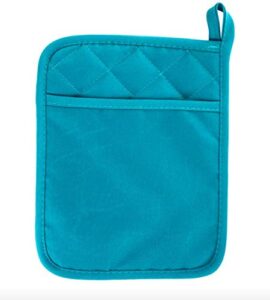 jalpa turquoise pot holders, neoprene oven pot holder with pocket 8"x8.5" dual-function hot pad set for finger hand wrist protection heat resistant - pack of 6 (six)