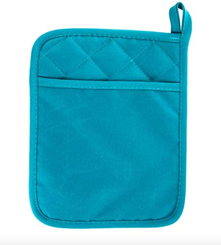 Jalpa Turquoise Pot Holders, Neoprene Oven Pot Holder with Pocket 8"x8.5" Dual-Function Hot Pad Set for Finger Hand Wrist Protection Heat Resistant - Pack of 6 (six)