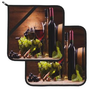 Mount Hour Potholders, Vintage Grapes Baking Pot Holder for Cooking BBQ, 2-Piece Set