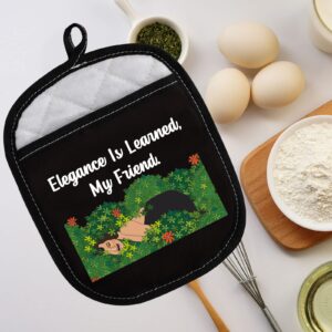 LEVLO RHONY Inspired Gifts Elegance is Learned Pot Holders Real Housewives Gift (Elegance is Learned)