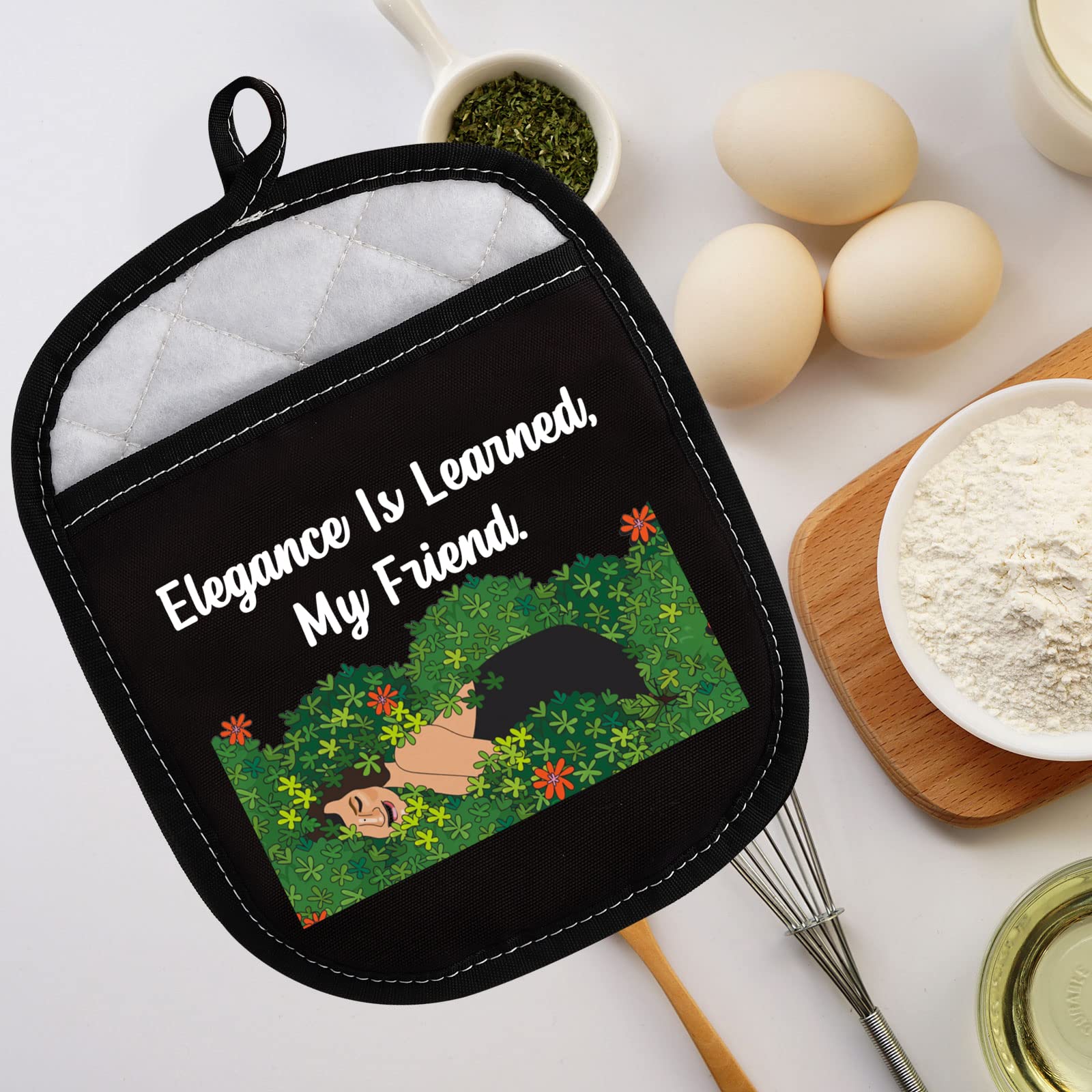 LEVLO RHONY Inspired Gifts Elegance is Learned Pot Holders Real Housewives Gift (Elegance is Learned)