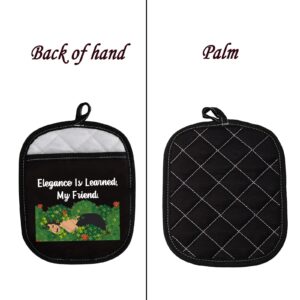 LEVLO RHONY Inspired Gifts Elegance is Learned Pot Holders Real Housewives Gift (Elegance is Learned)