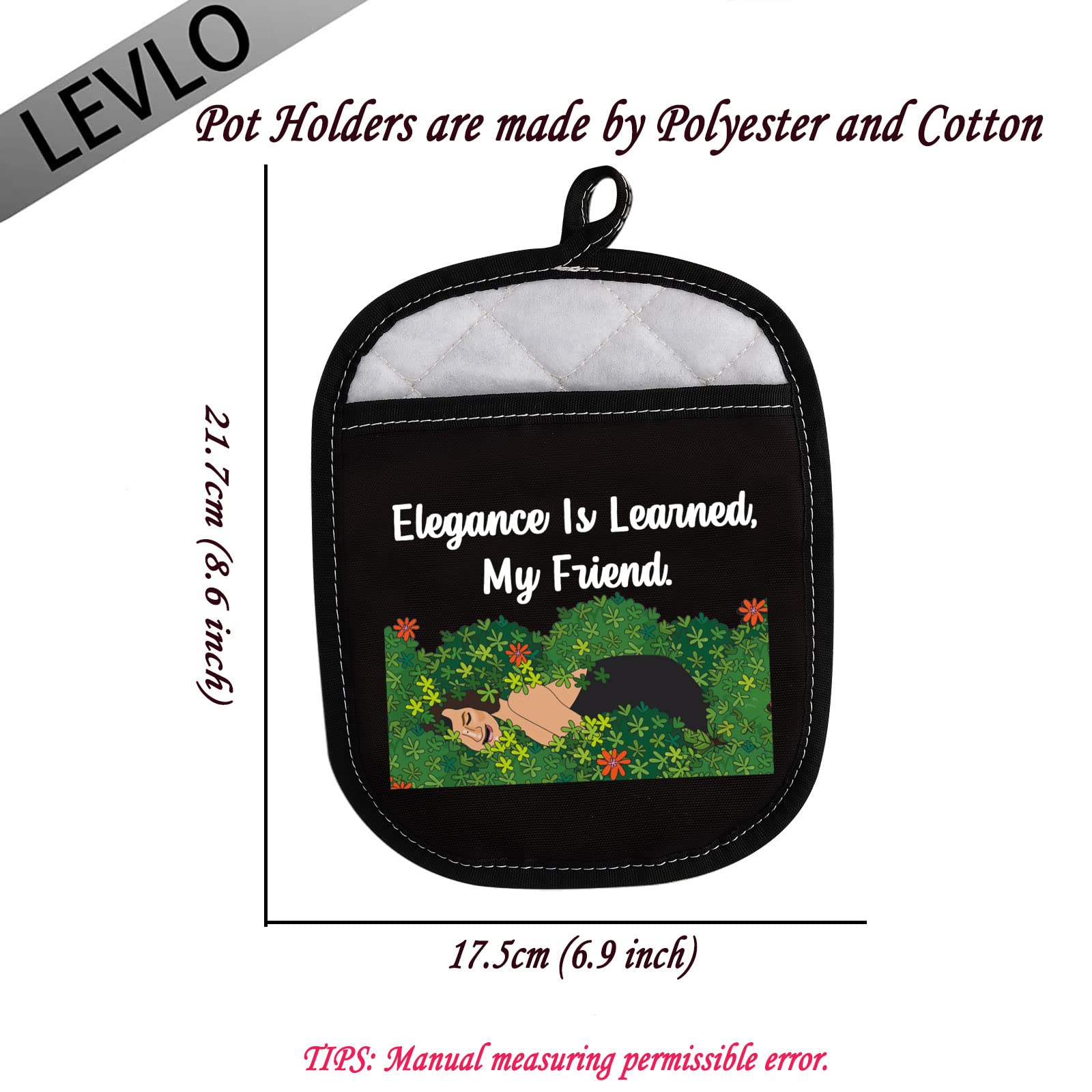 LEVLO RHONY Inspired Gifts Elegance is Learned Pot Holders Real Housewives Gift (Elegance is Learned)